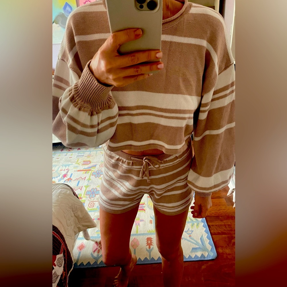 Shorts and crop top sweater set